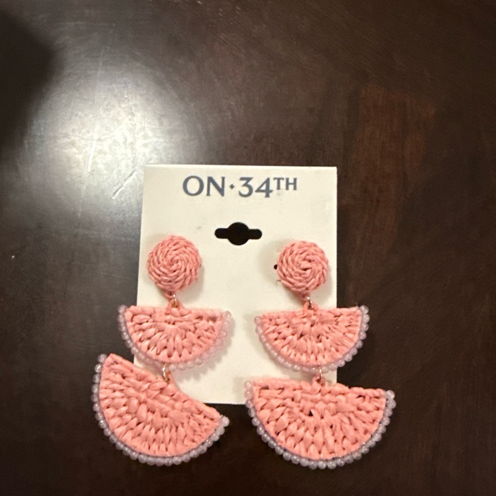 ON 34TH Pink Woven Earrings